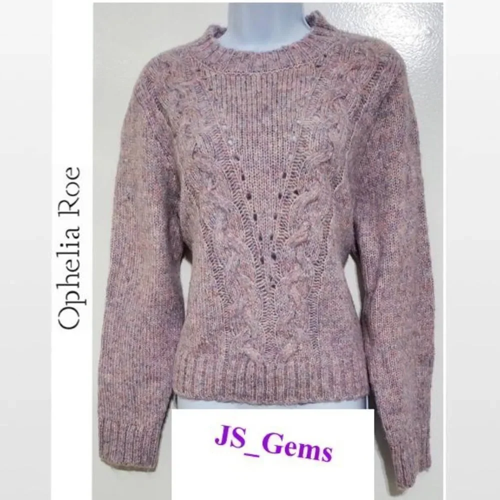 New Purple & Pink Cable ChunkyโKnit Cropped Pullover Sweater - Picture 1 of 16